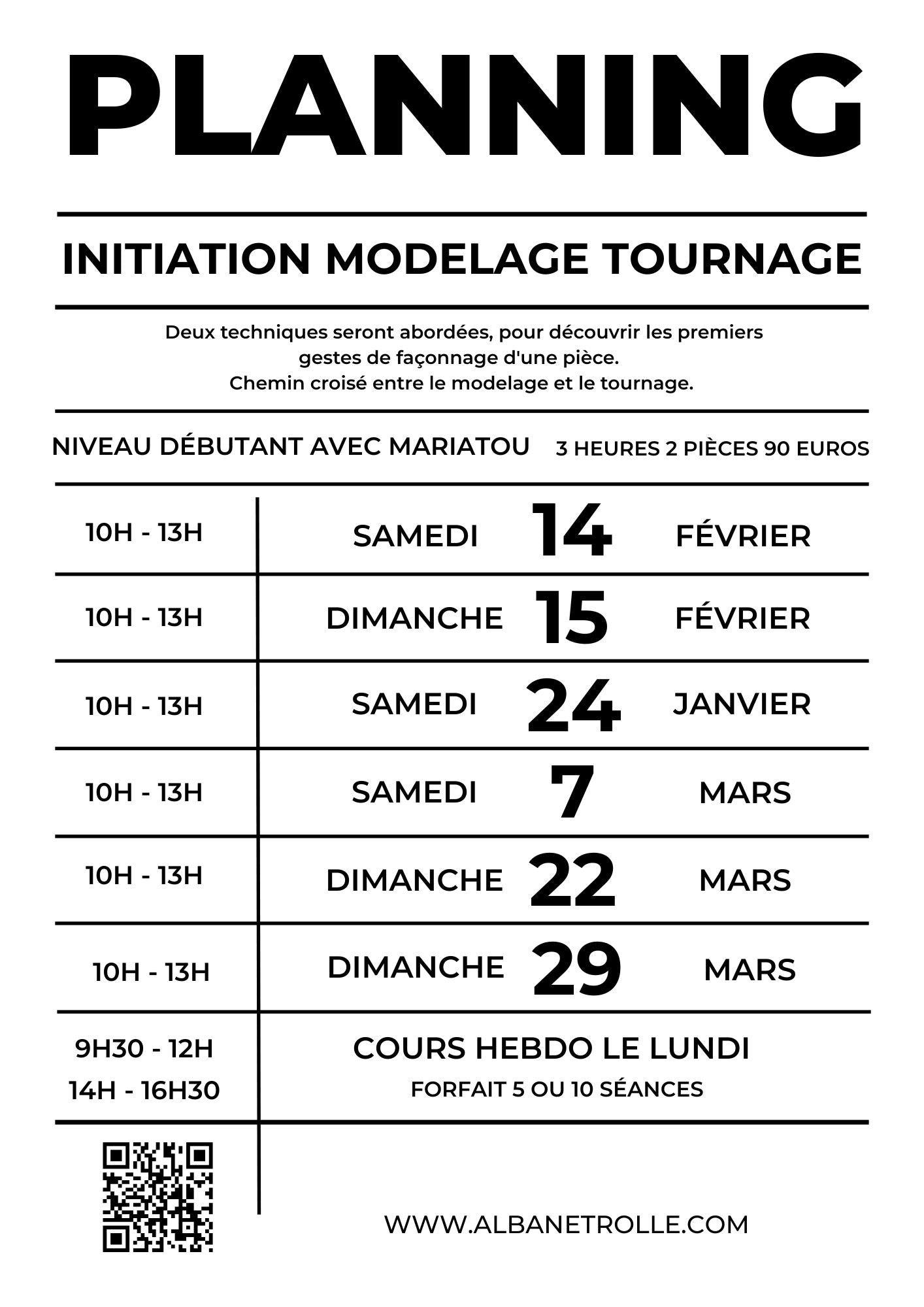 Initiation MODELAGE et TOURNAGE