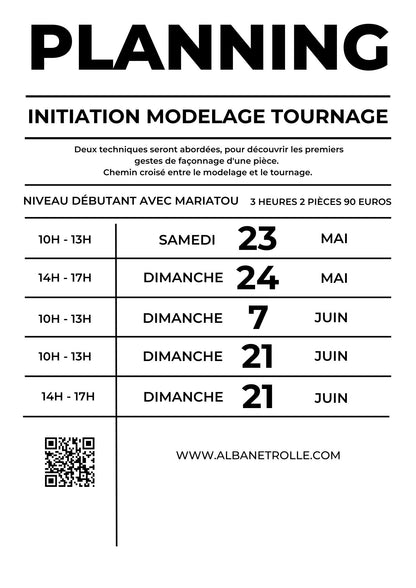 Initiation MODELAGE et TOURNAGE
