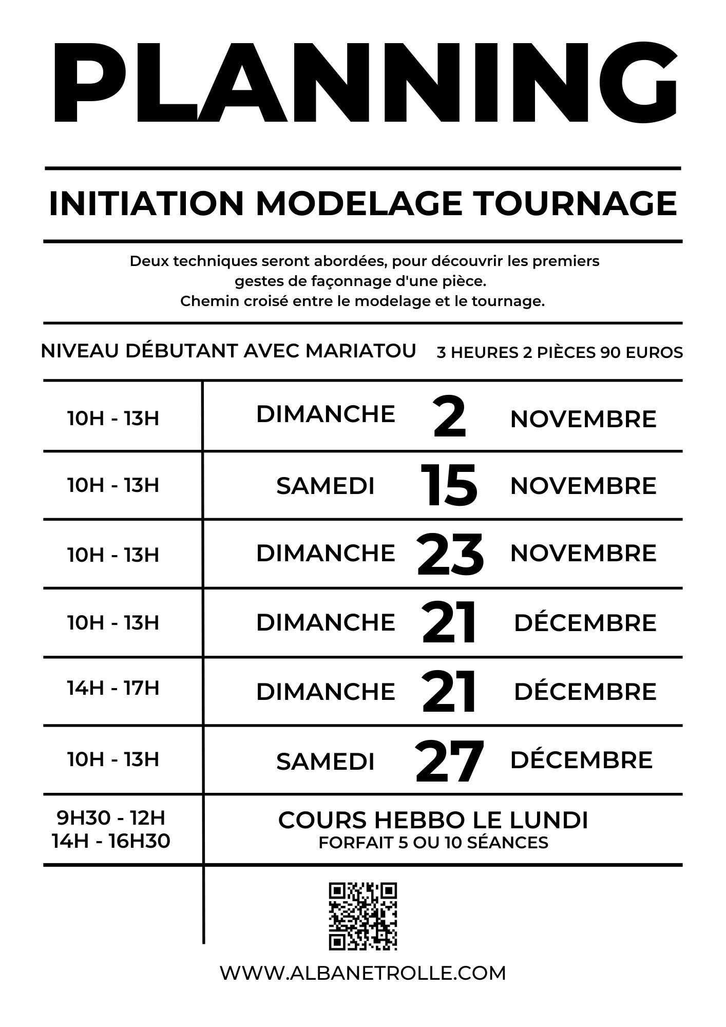 Initiation MODELAGE et TOURNAGE