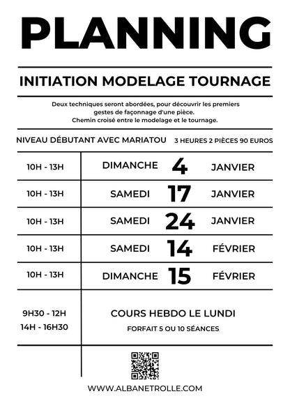 Initiation MODELAGE et TOURNAGE