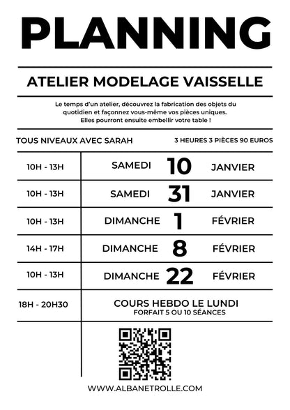 Atelier MODELAGE VAISSELLE